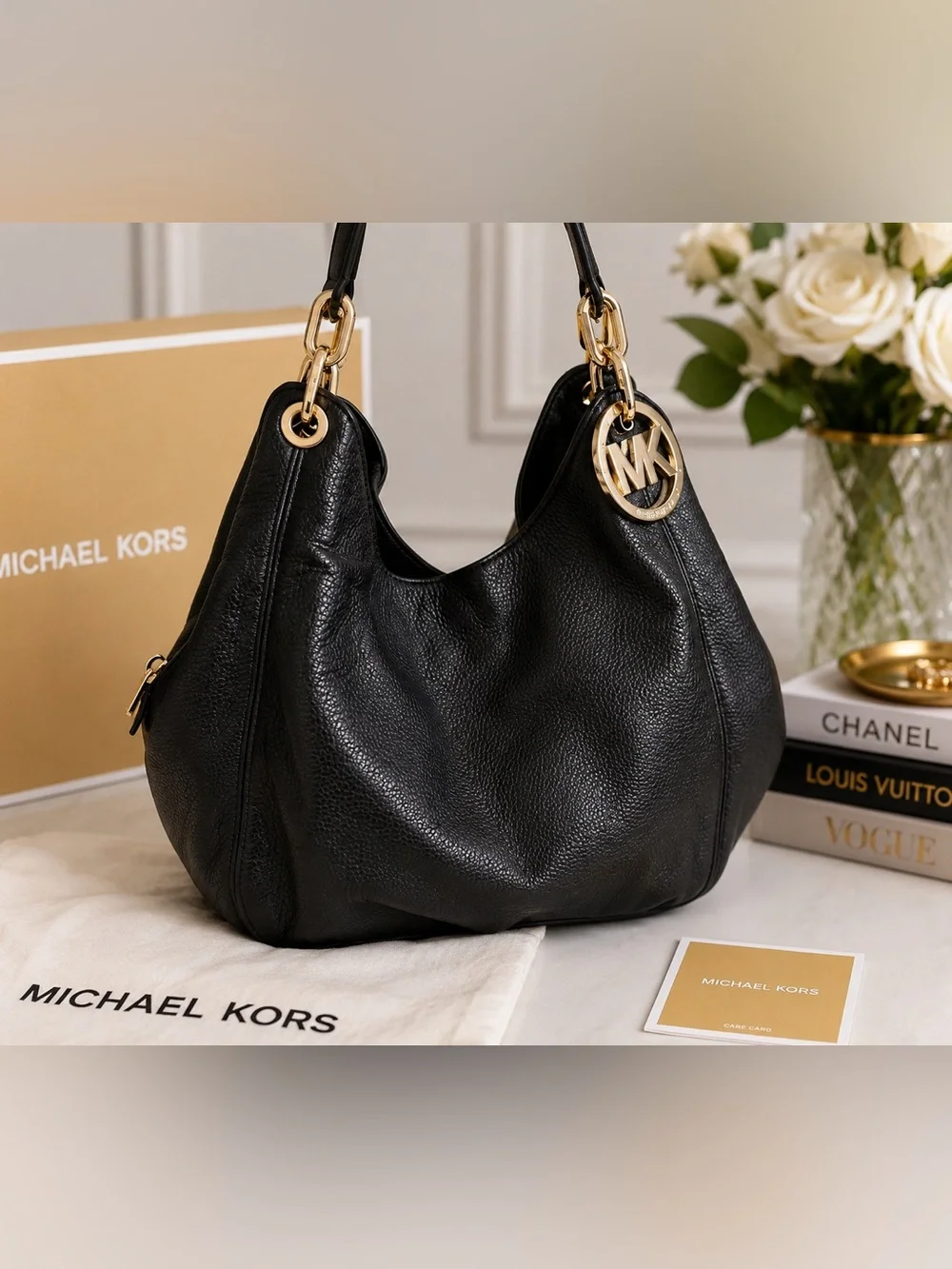 Michael Kors Black Leather Shoulder Bag‎